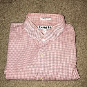 Red and white print long sleeve Express button up